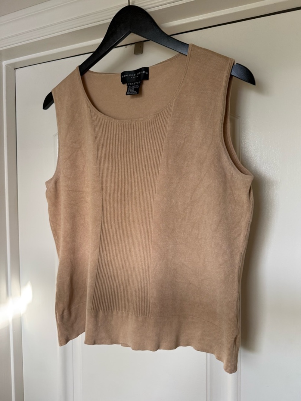 august silk Tan Ribbed Front Sleeveless Knit Tank